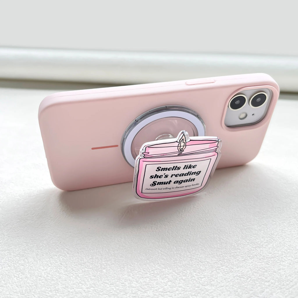 Kickstand mode - the magnetic grip propping the phone up